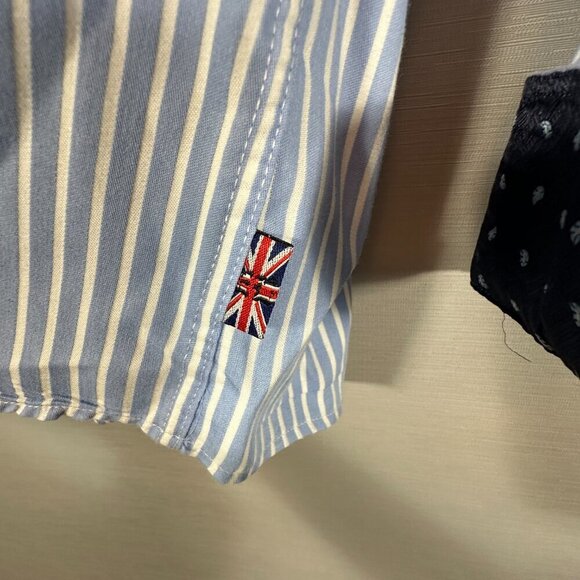 English Laundry Shirt Mens 16 Blue Stripe Cotton Long Sleeve Button Up Contrast - Picture 7 of 12